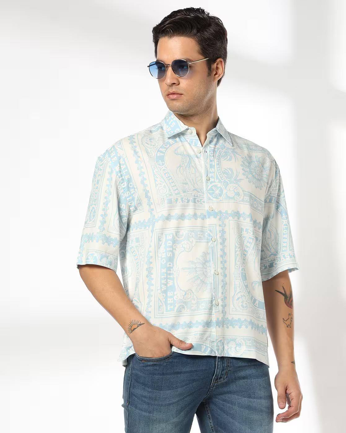 DNMX | Men Printed Boxy Fit Shirt|0