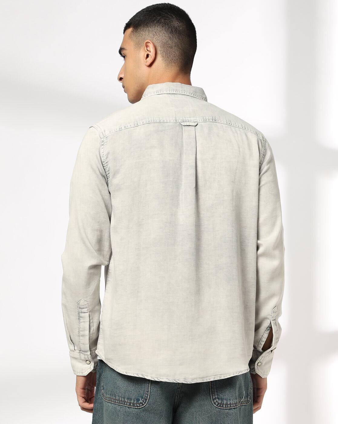 DNMX | Men Washed Regular Fit Shirt with Flap Pockets|2