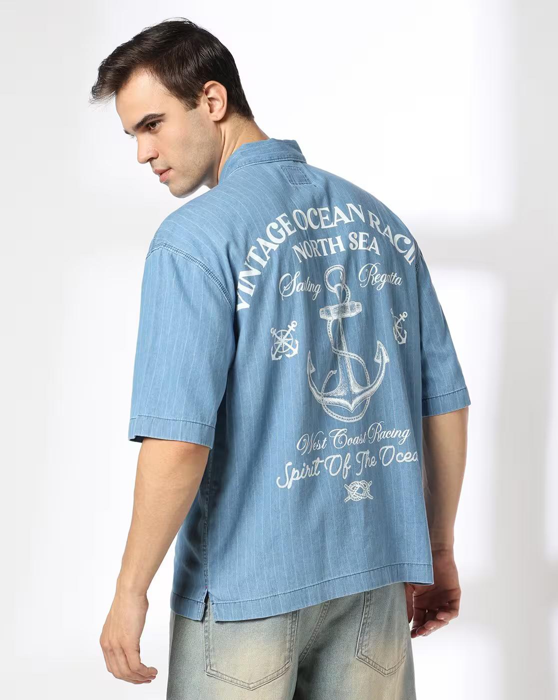 DNMX | Men Stripes Boxy Fit Shirt|0