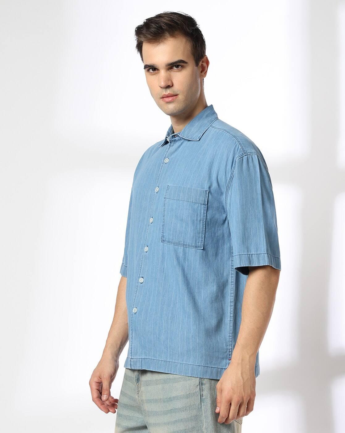 DNMX | Men Stripes Boxy Fit Shirt|1