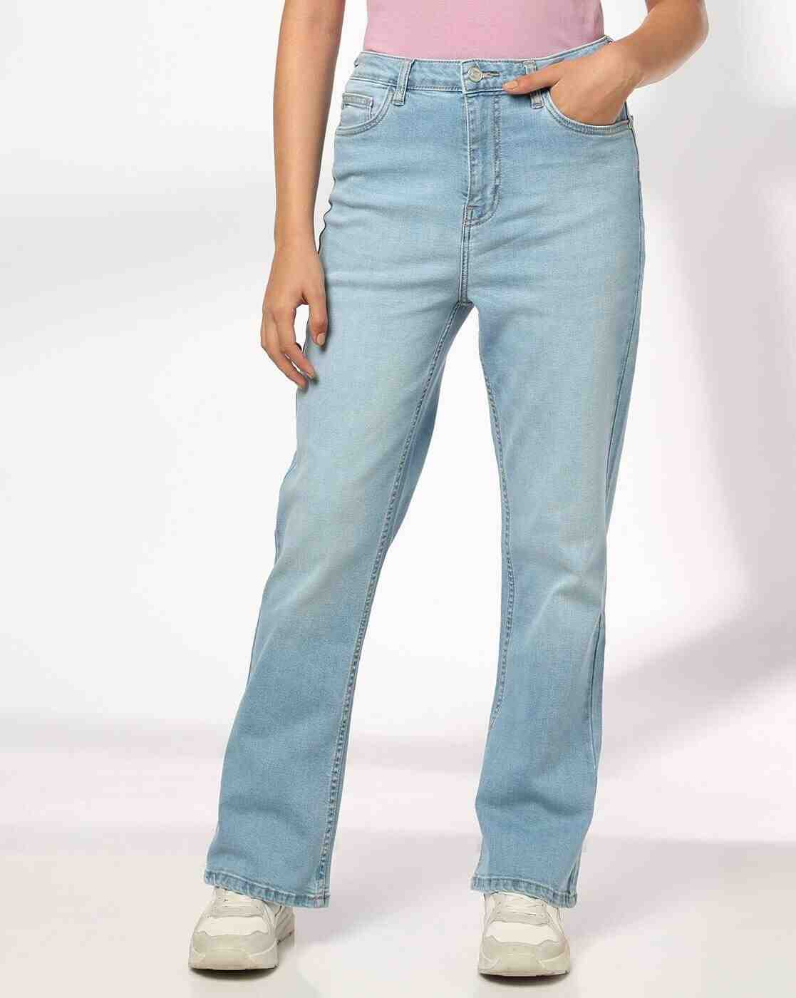 DNMX | Women Mid-Wash High-Rise Bootcut Jeans|0