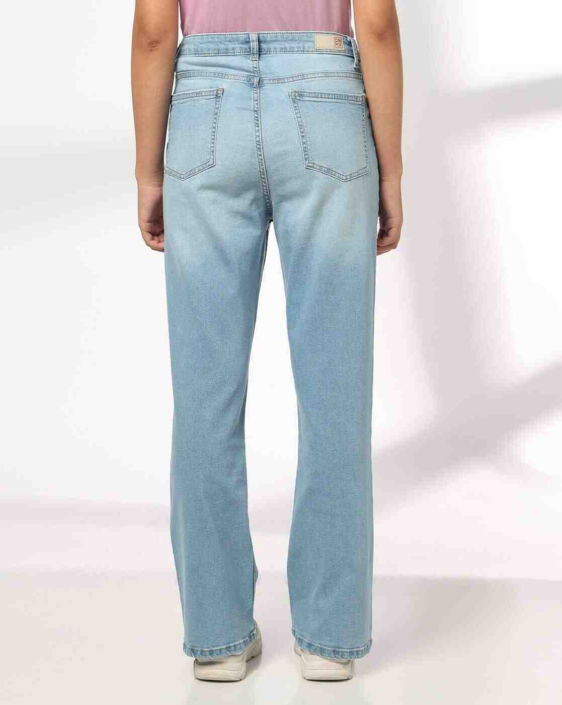 DNMX | Women Mid-Wash High-Rise Bootcut Jeans|2