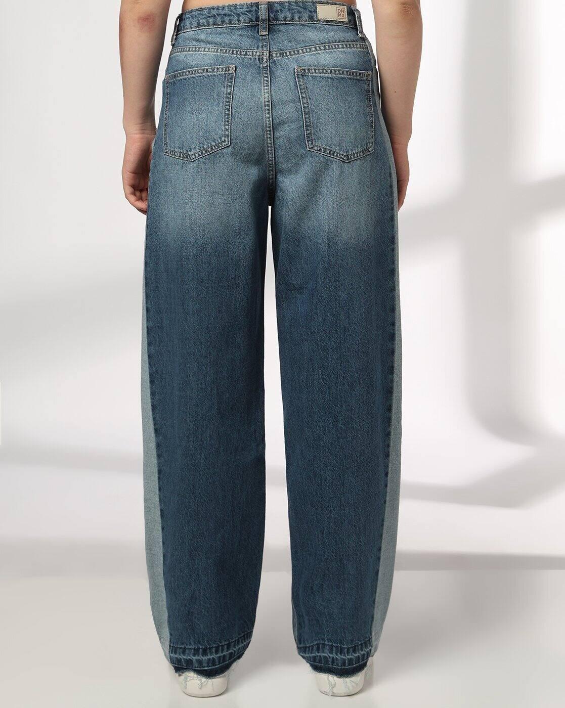 DNMX | Women Mid-Wash Baggy Jeans|2