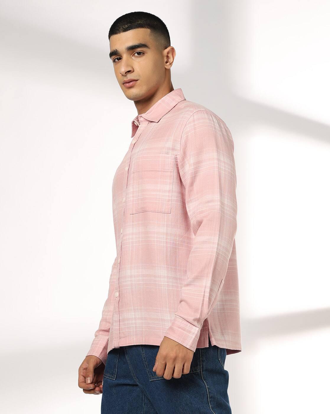DNMX | Men Checked Regular Fit Shirt with Patch Pocket|1
