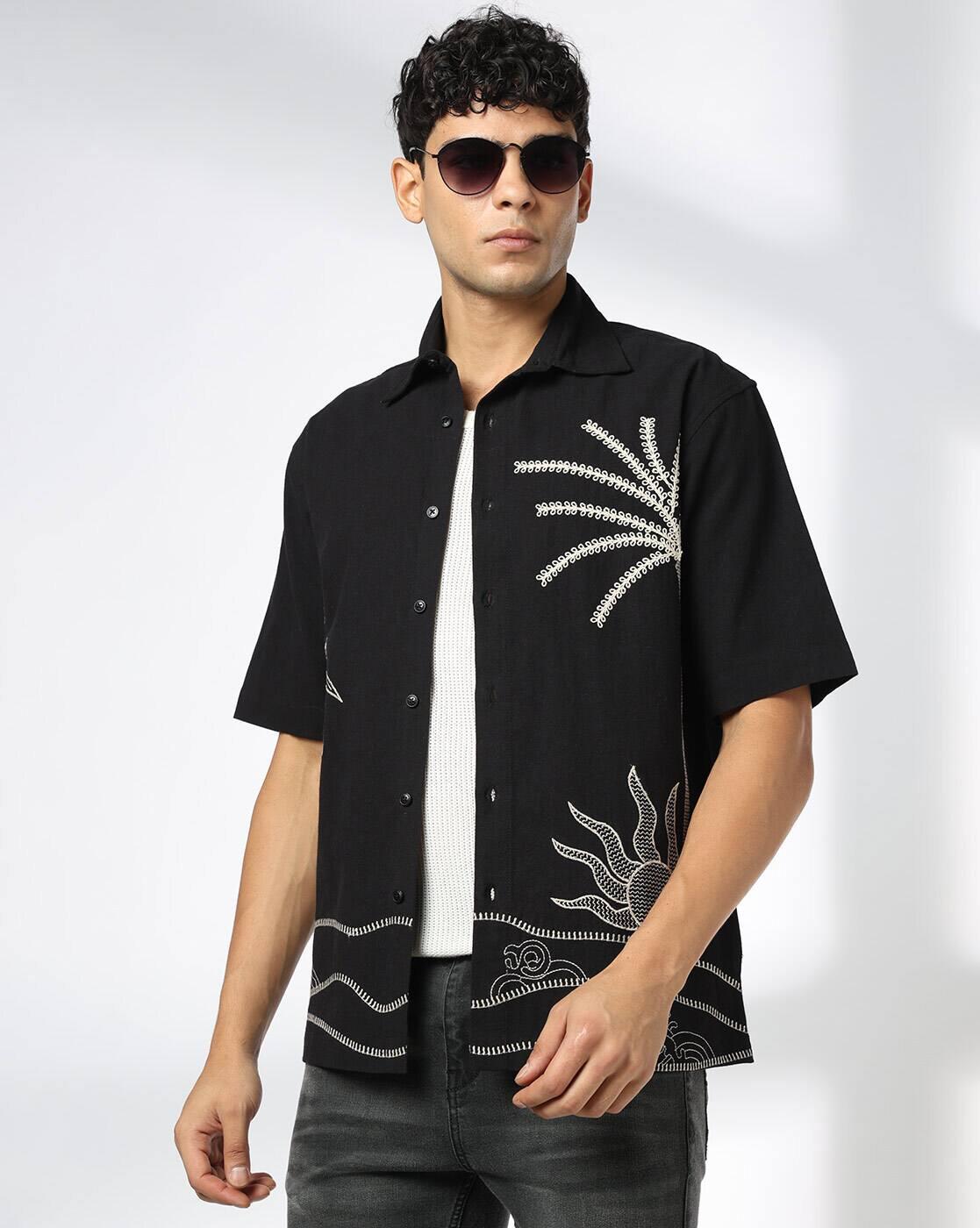 DNMX | Men Embroidered Relaxed Fit Shirt|0