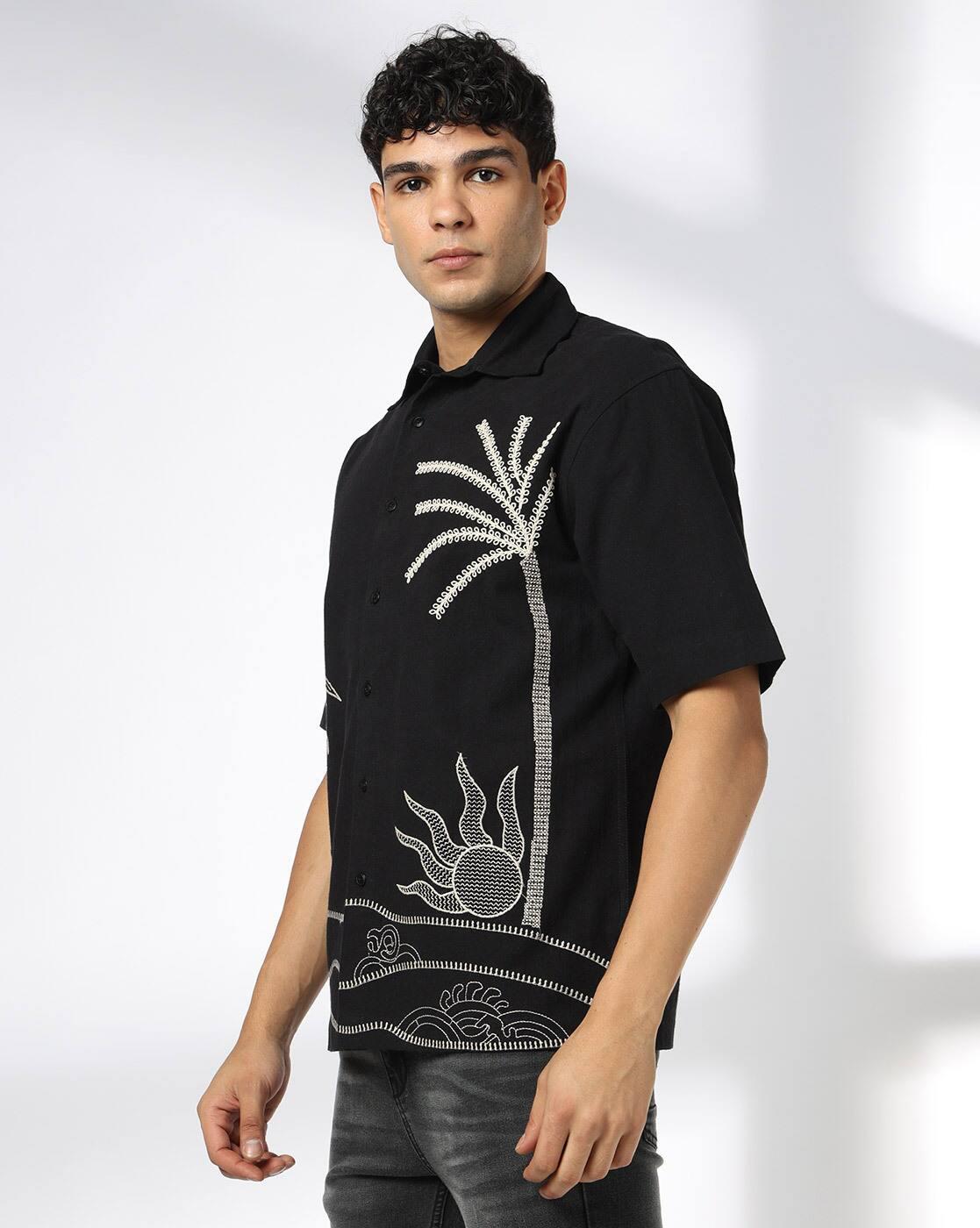 DNMX | Men Embroidered Relaxed Fit Shirt|1