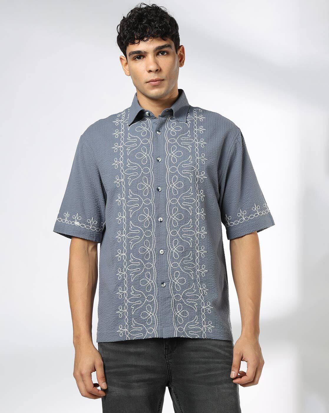 DNMX | Men Patterned Relaxed Fit Shirt|3