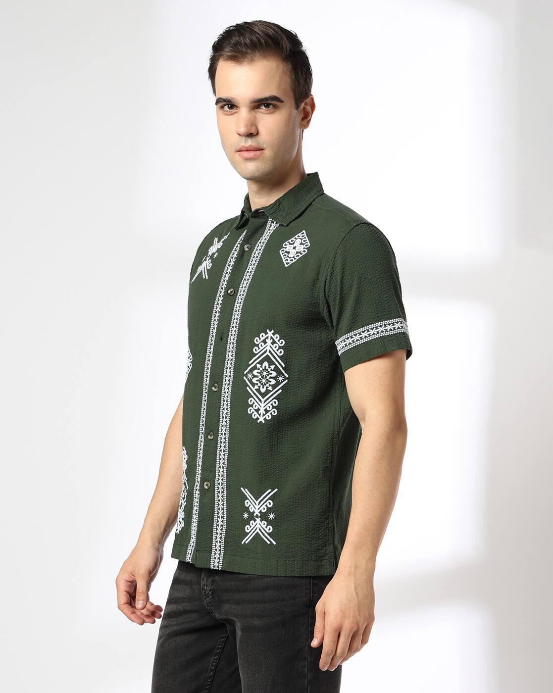DNMX | Men Embroidered Regular Fit Shirt|1