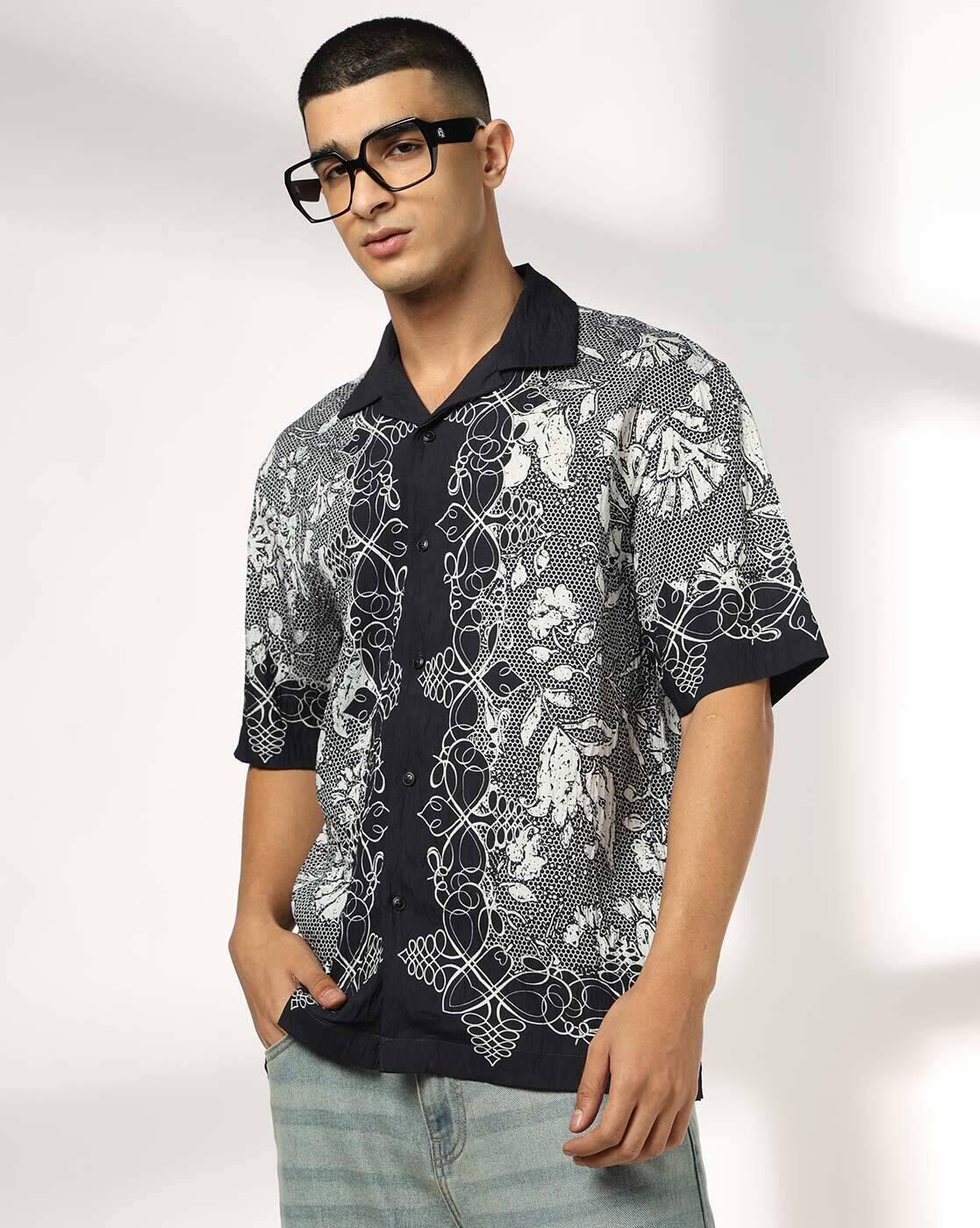 DNMX | Men Embroidered Relaxed Fit Shirt|0