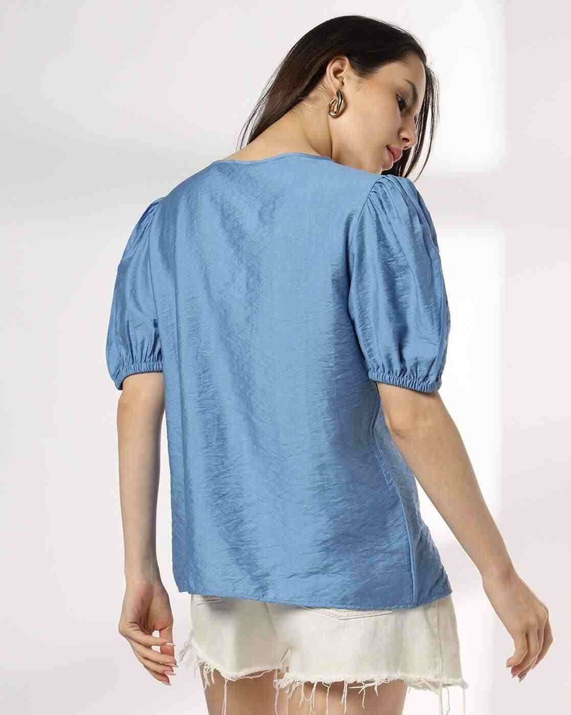 DNMX | Women Relaxed Fit Round-Neck Ruffled Top|2
