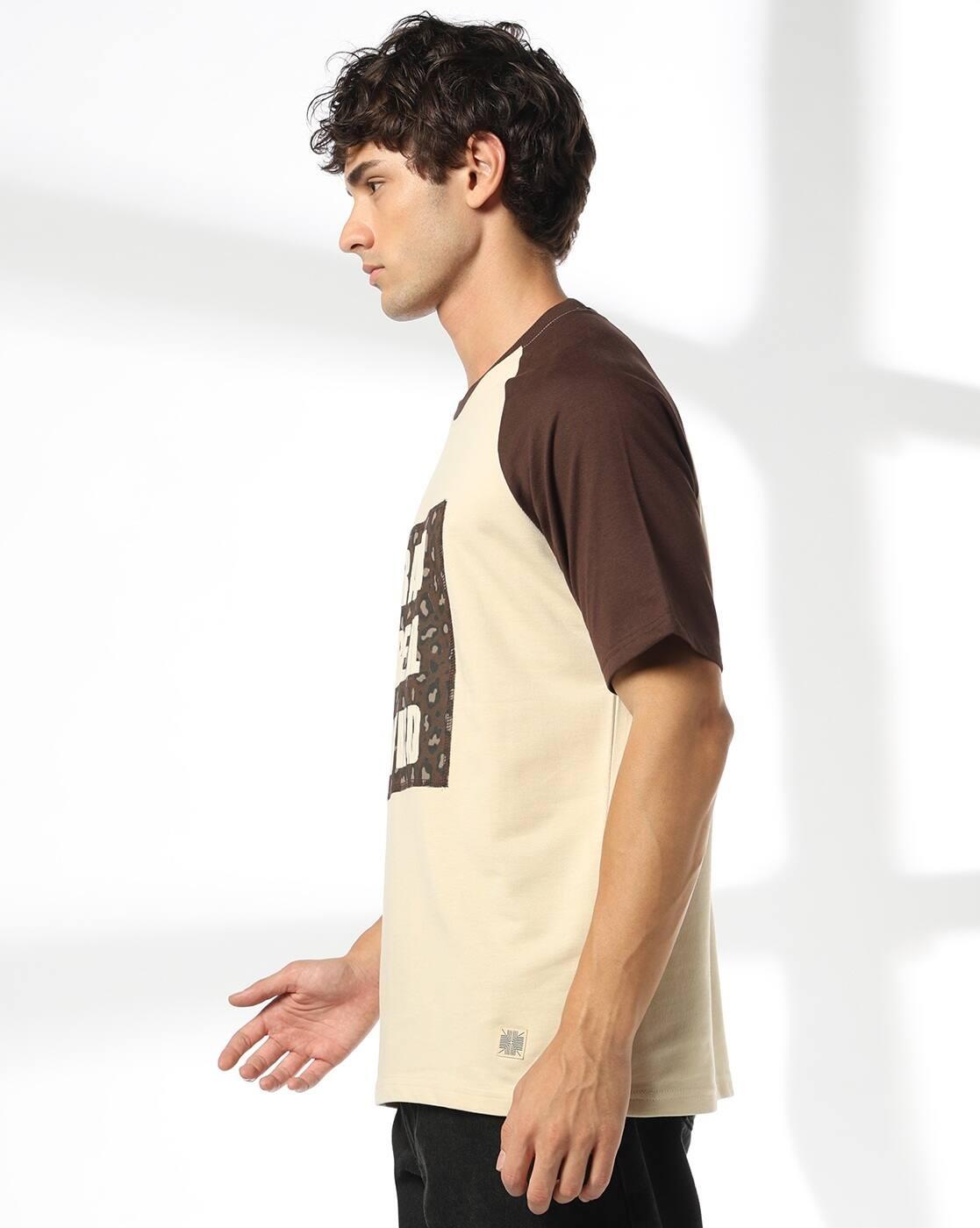 DNMX | Men Colourblock Relaxed Fit Crew-Neck T-Shirt|1