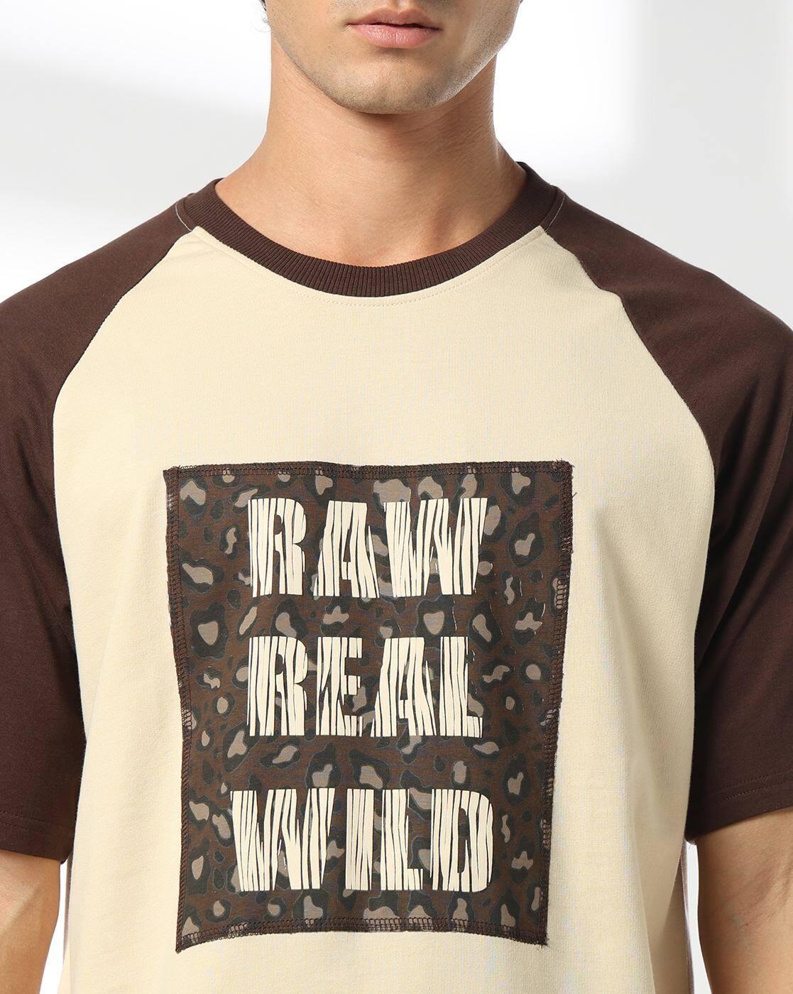 DNMX | Men Colourblock Relaxed Fit Crew-Neck T-Shirt|4