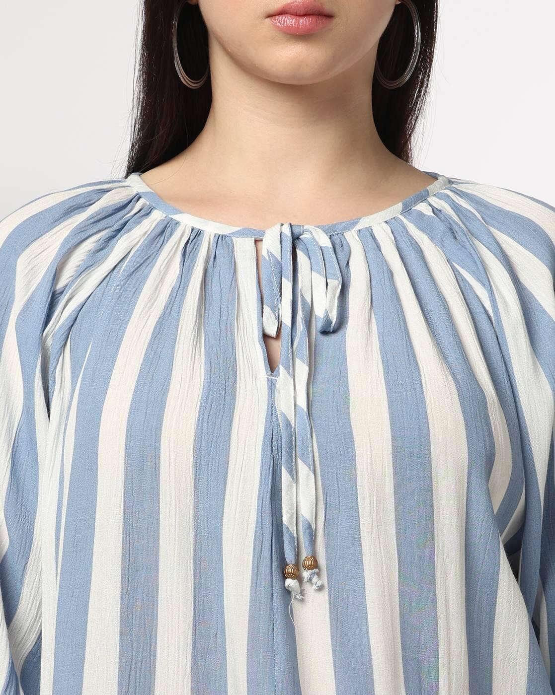 DNMX | Women Striped Relaxed Fit Round-Neck Top|3