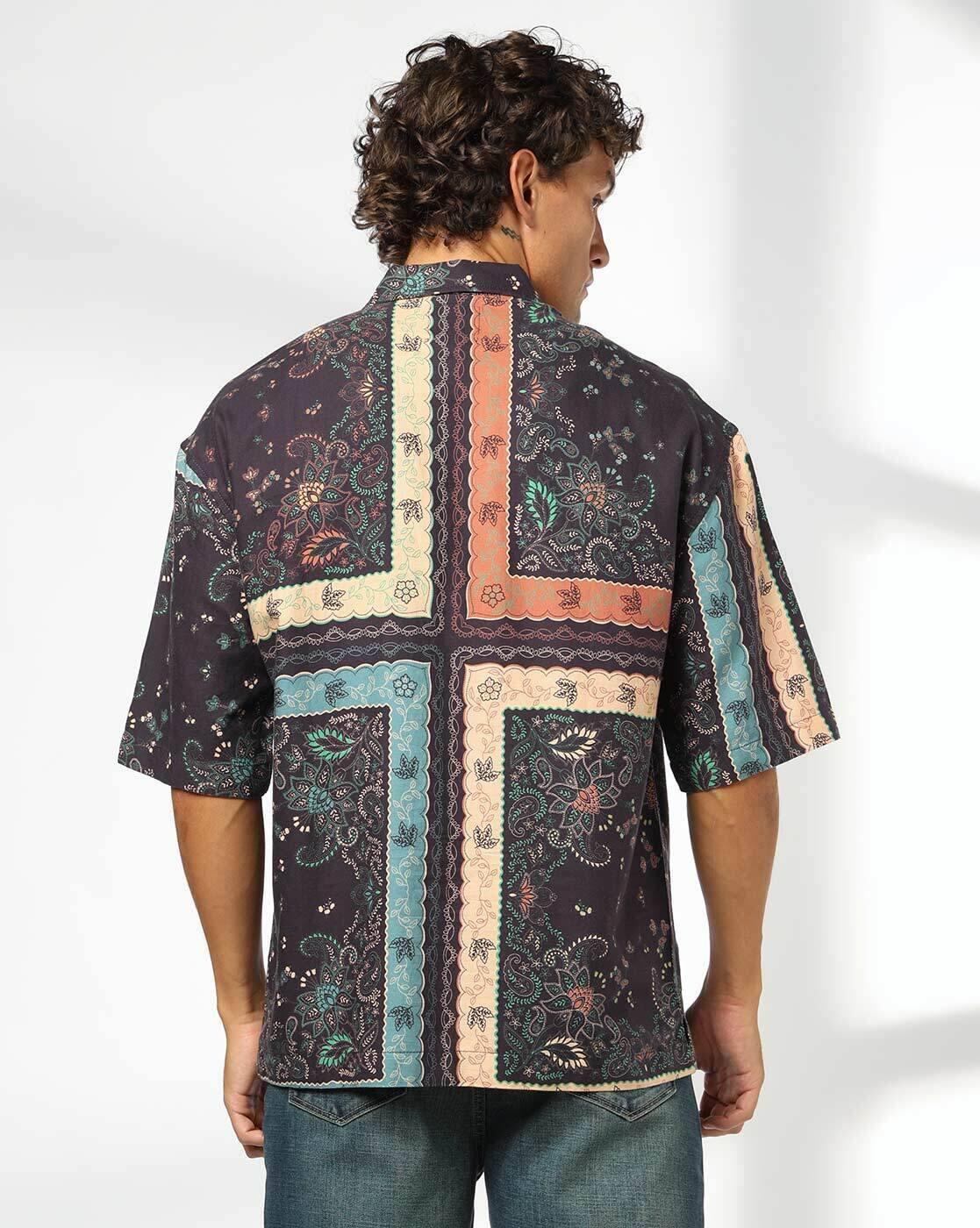 DNMX | Men Tropical Print Boxy Fit Shirt|2