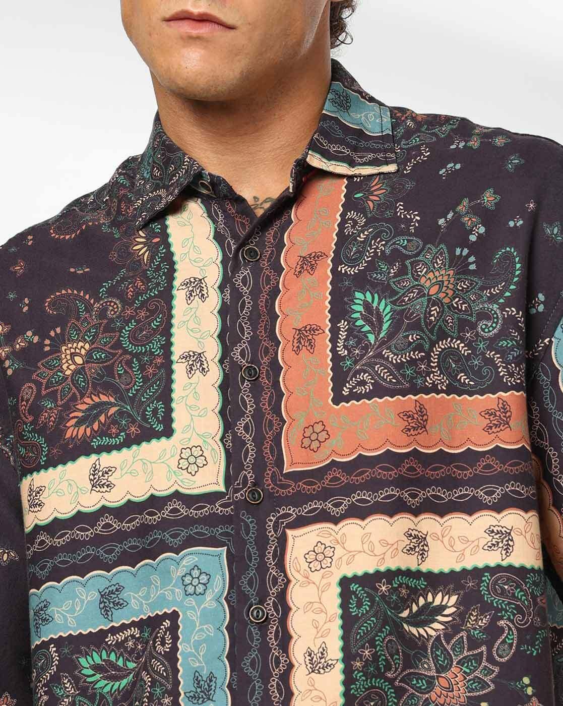 DNMX | Men Tropical Print Boxy Fit Shirt|3