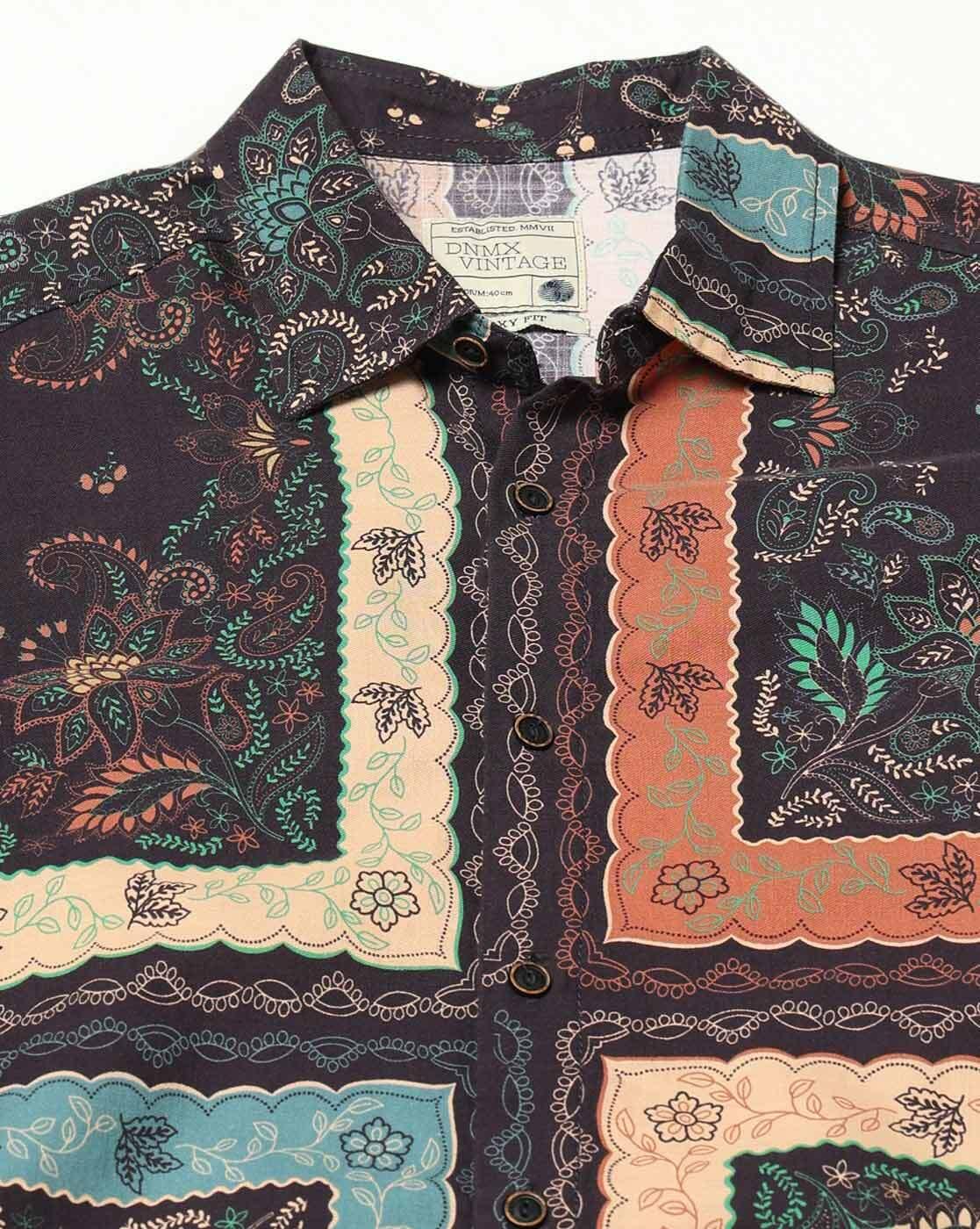 DNMX | Men Tropical Print Boxy Fit Shirt|4