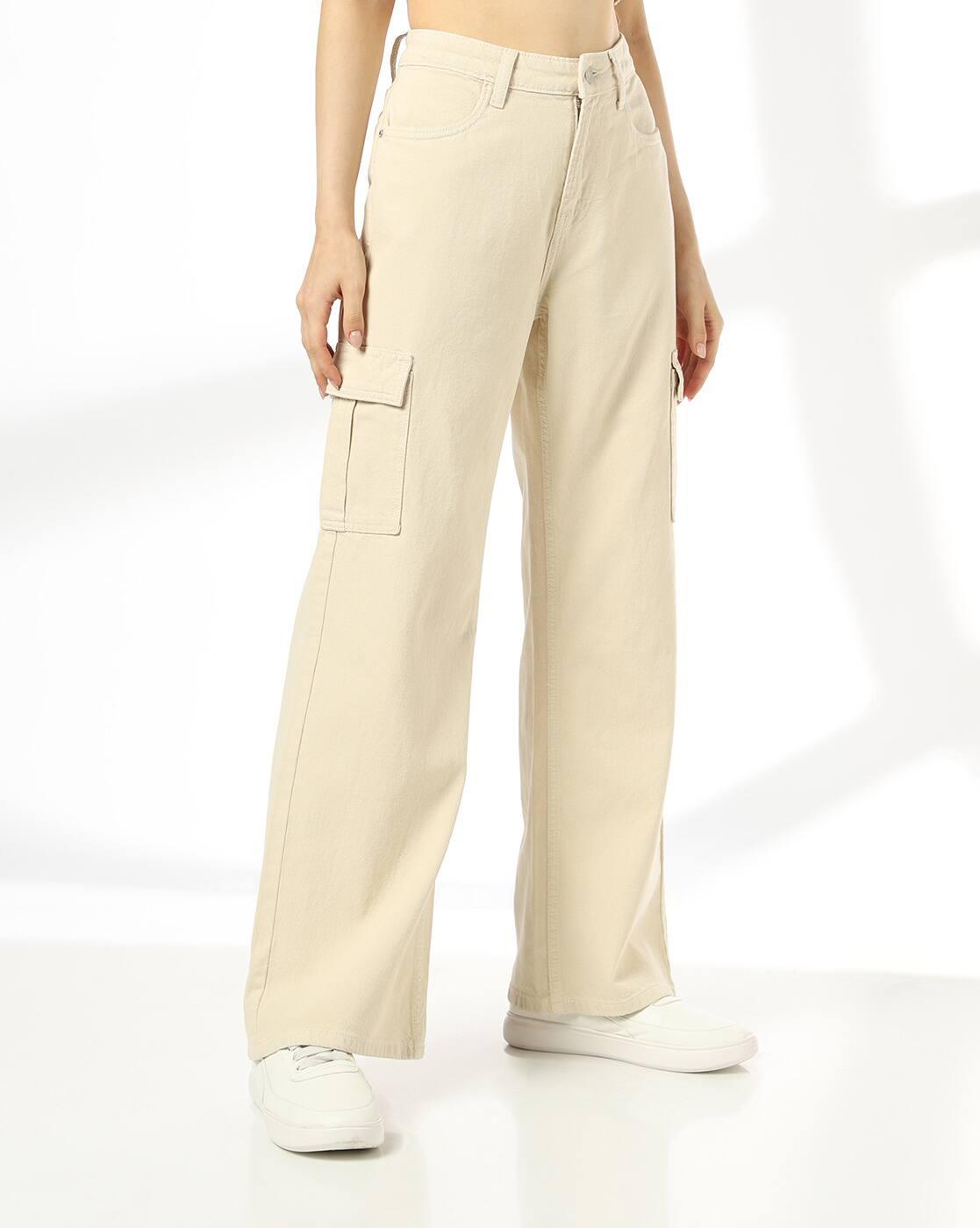 DNMX | Women Cargo Fit Wide Leg Jeans|1