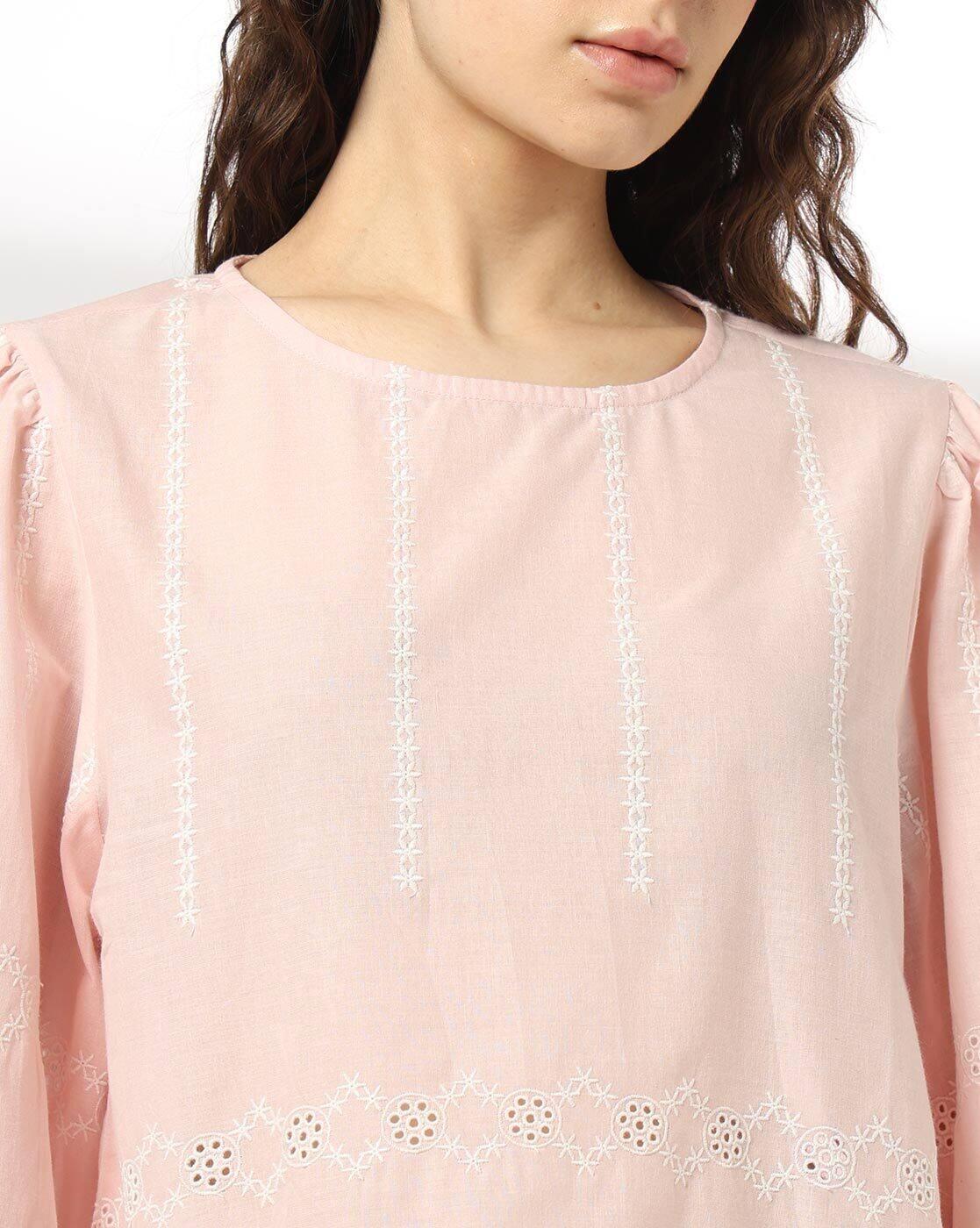 DNMX | Women Schiffli Embroidered Regular Fit Top|3