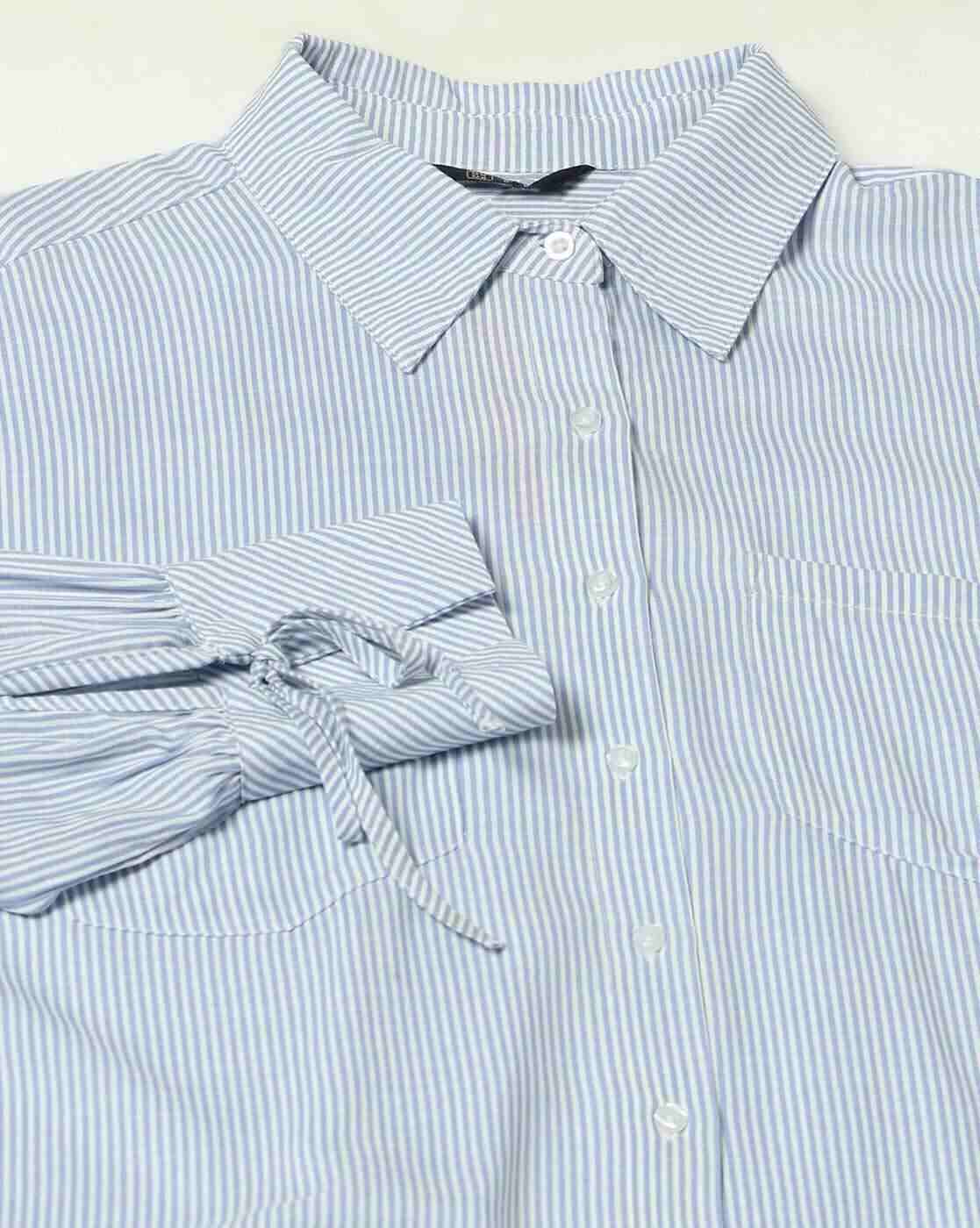 DNMX | Women Pin Stripe Shirt with Tie-Up details|5