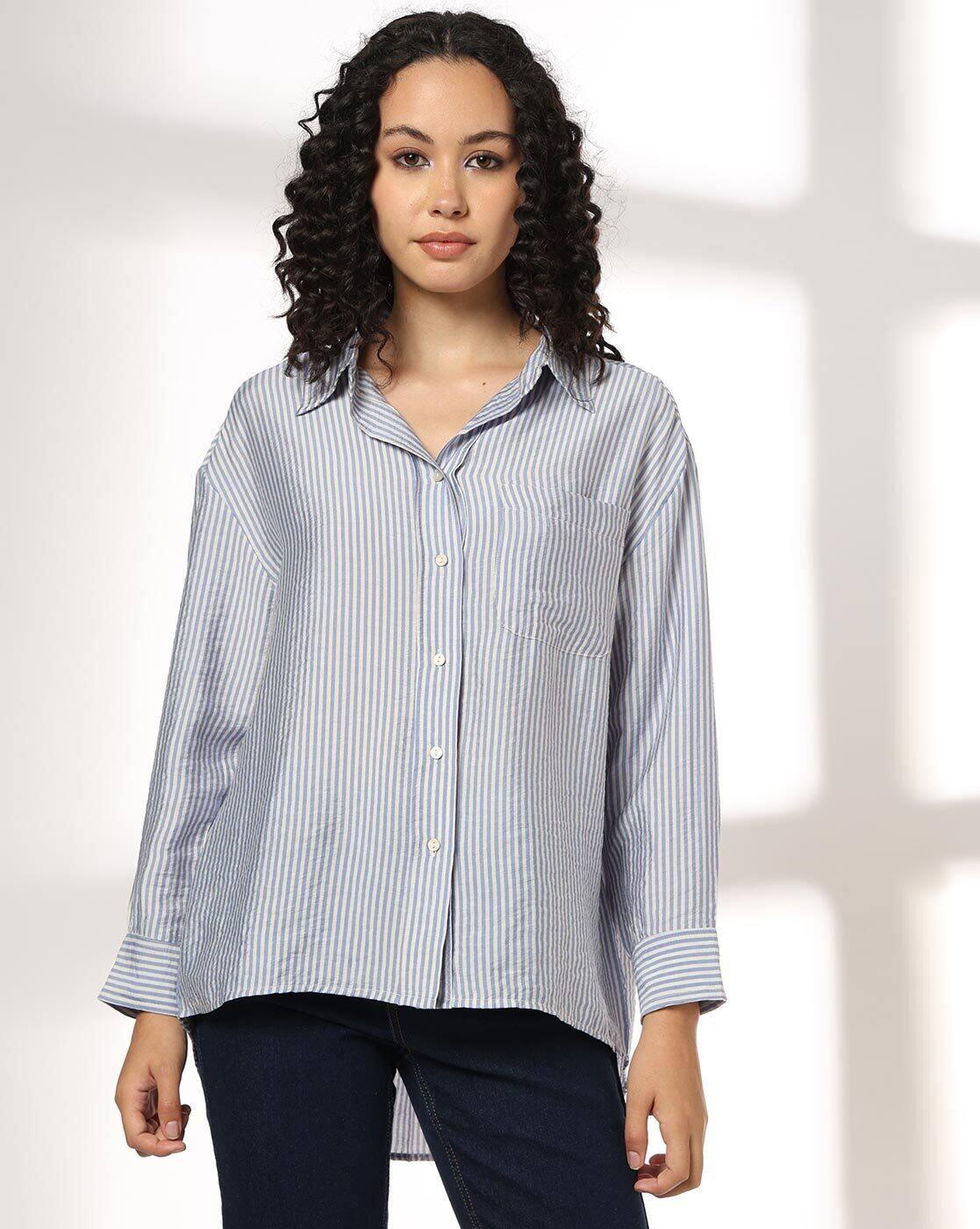 DNMX | Women Striped Loose Fit Classic Shirt|0