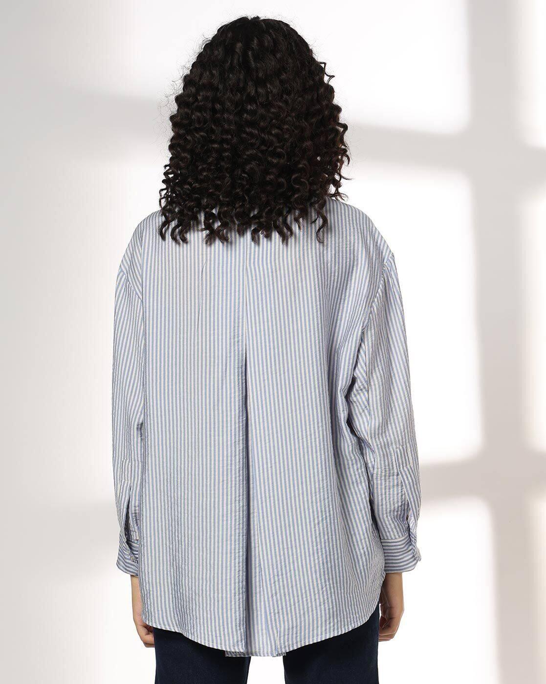 DNMX | Women Striped Loose Fit Classic Shirt|2
