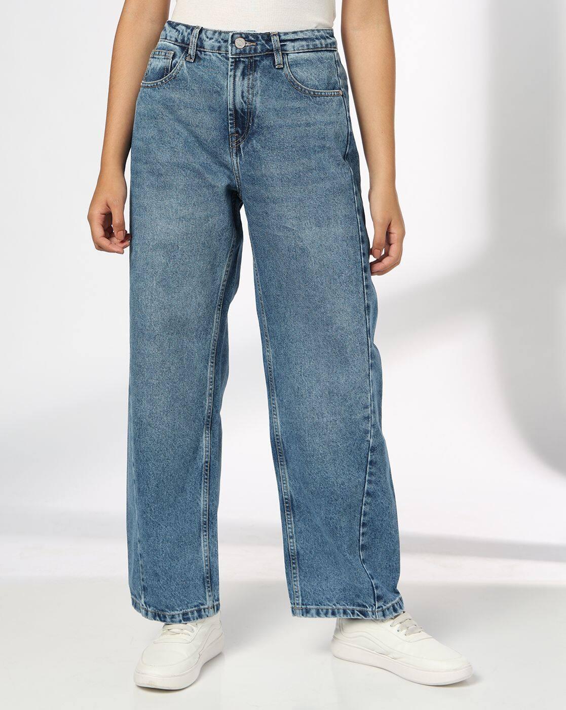 DNMX | Women Lightly Washed Barrel Jeans|0