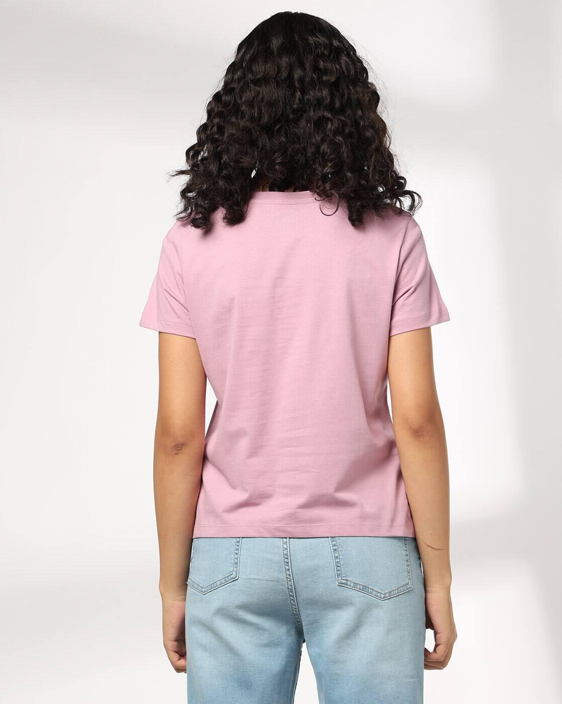 DNMX | Women Typographic Print Boxy Fit Crew-Neck T-Shirt|2