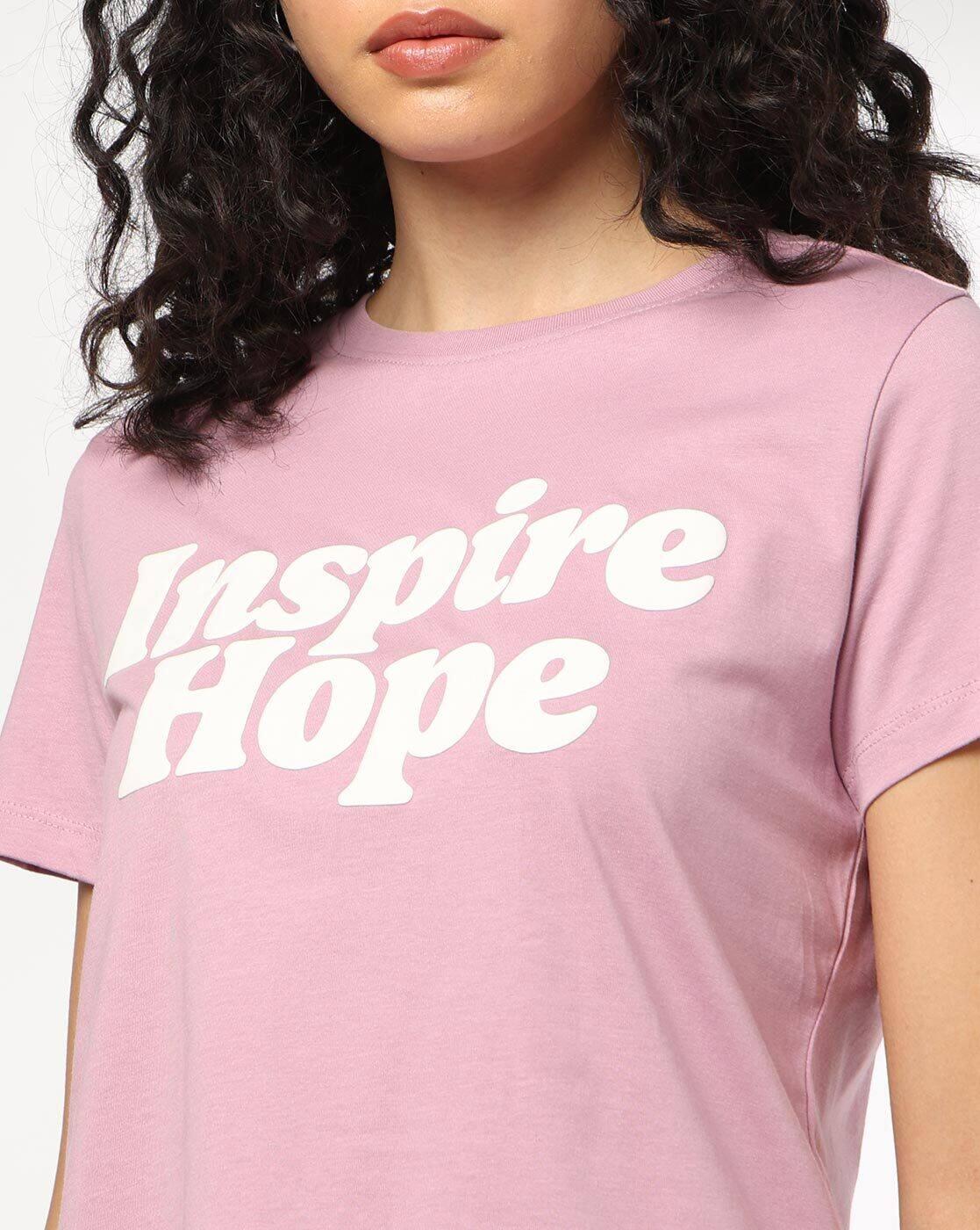DNMX | Women Typographic Print Boxy Fit Crew-Neck T-Shirt|3