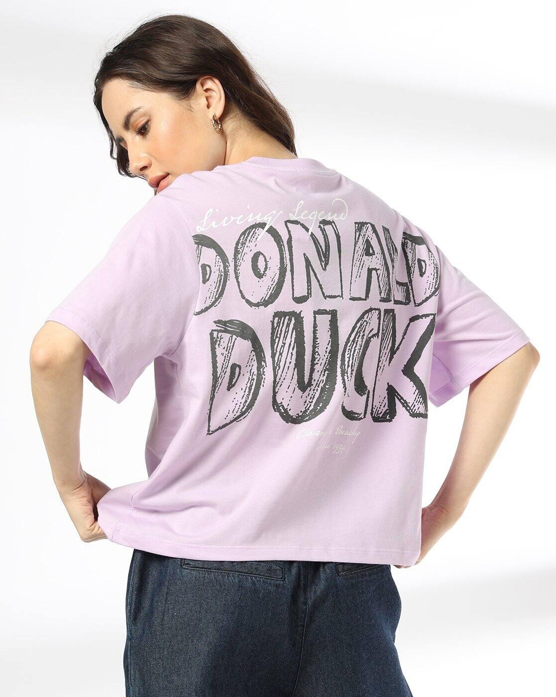 DNMX | Women Donald Duck Print Boxy Fit Crew-Neck T-Shirt|0