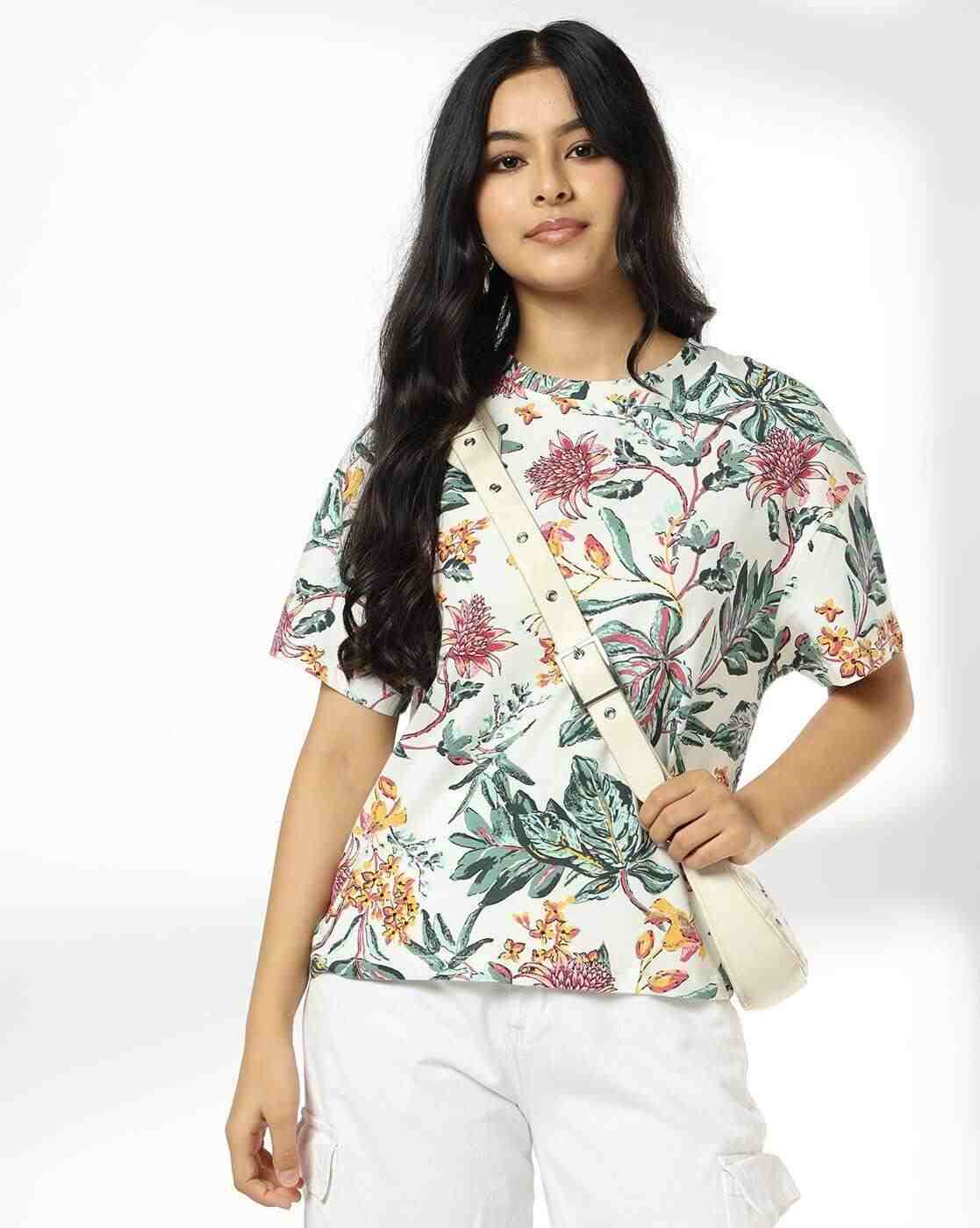 DNMX | Women Printed Loose Fit Crew-Neck T-Shirt|0