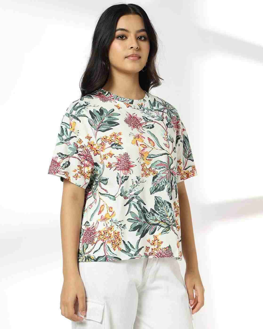 DNMX | Women Printed Loose Fit Crew-Neck T-Shirt|1