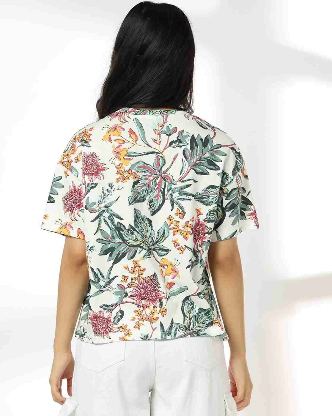DNMX | Women Printed Loose Fit Crew-Neck T-Shirt|2