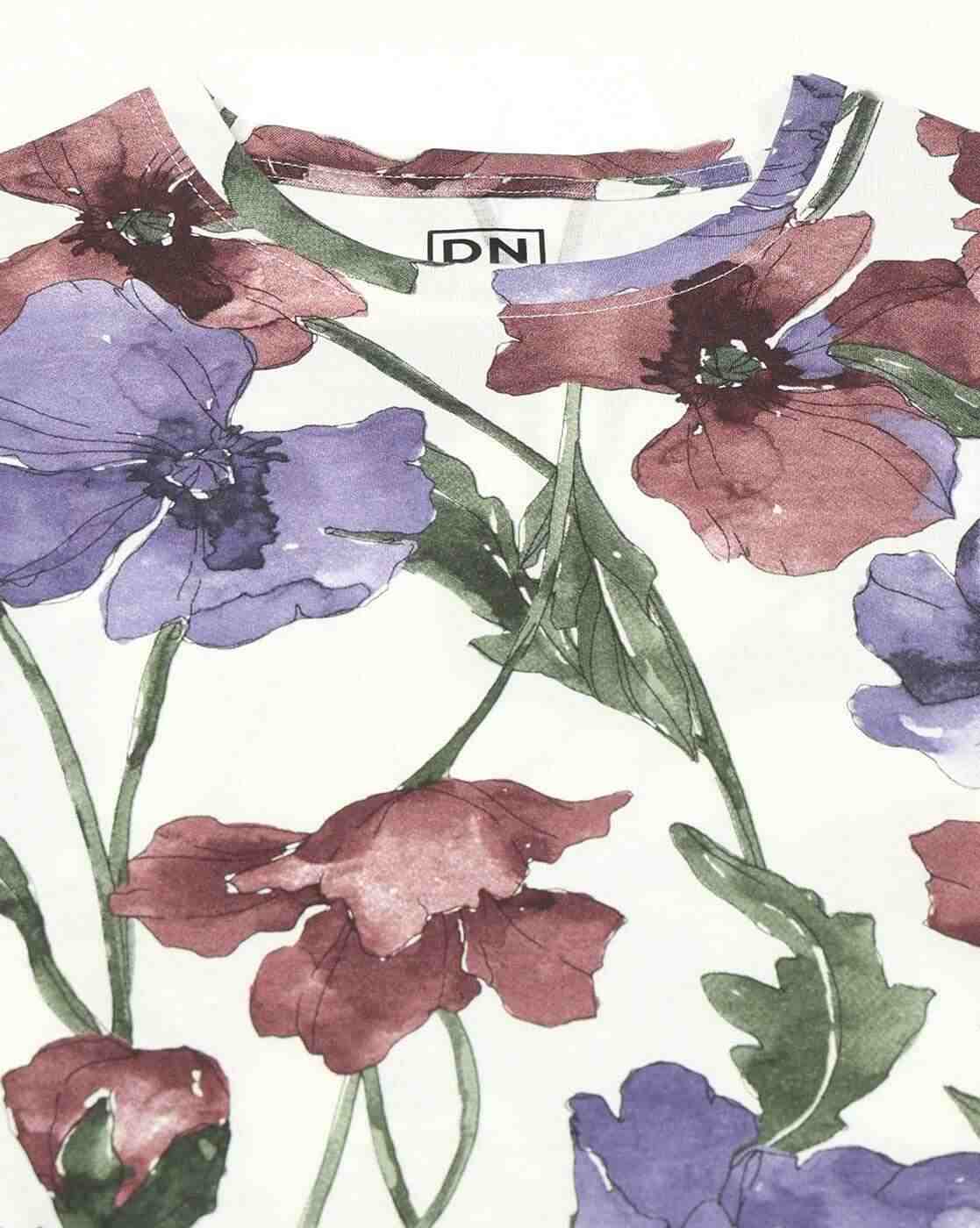 DNMX | Women Floral Print Loose Fit Crew-Neck T-Shirt|4