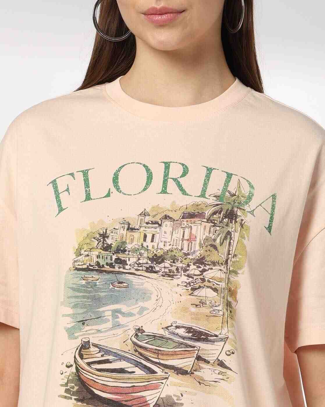 DNMX | Women Graphic Print Loose Fit Crew-Neck T-Shirt|3