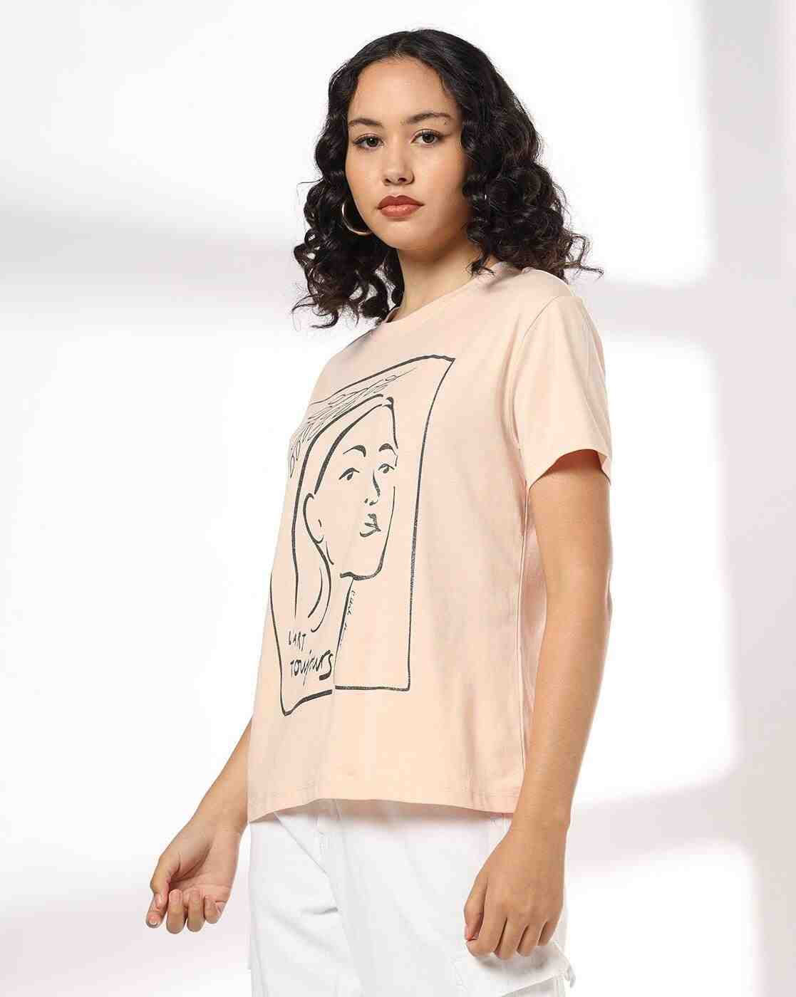 DNMX | Women Printed Relaxed Fit Crew-Neck T-Shirt|1
