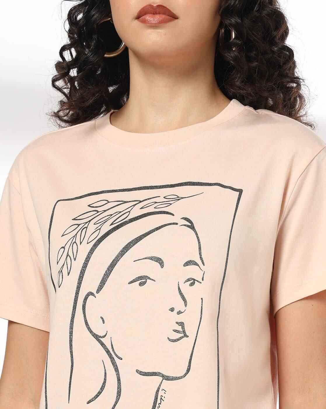 DNMX | Women Printed Relaxed Fit Crew-Neck T-Shirt|3