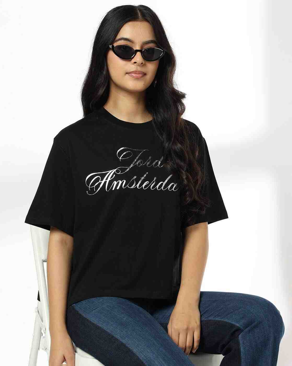 DNMX | Women Printed Loose Fit Crew-Neck T-Shirt|0