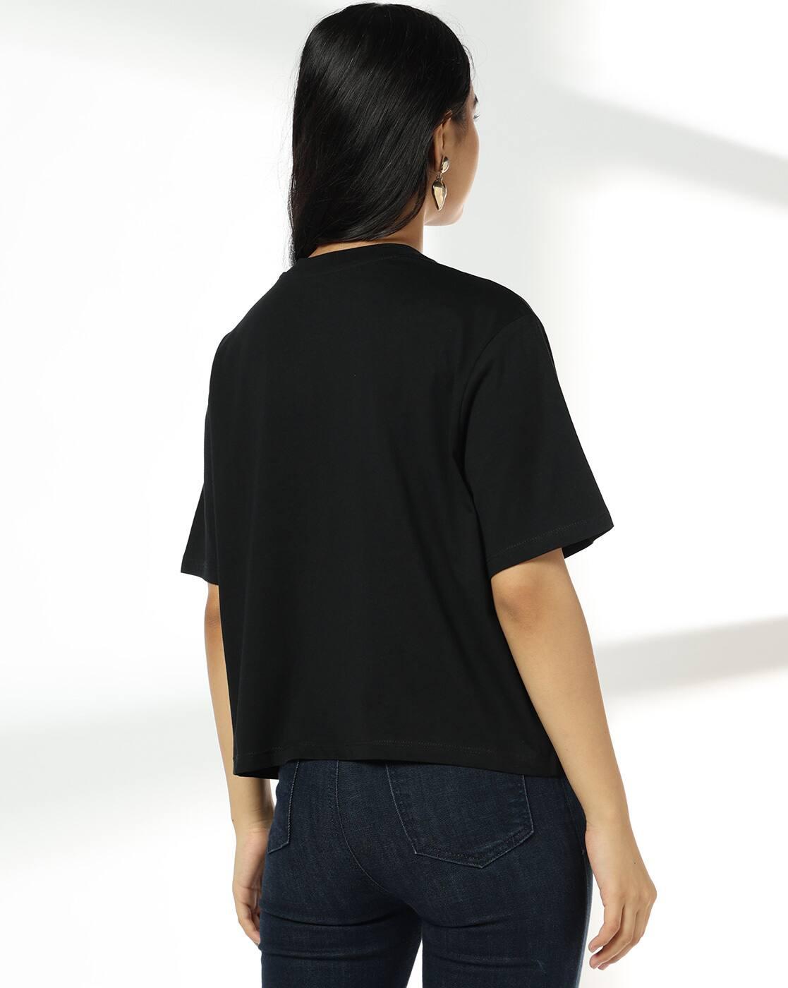 DNMX | Women Printed Loose Fit Crew-Neck T-Shirt|2