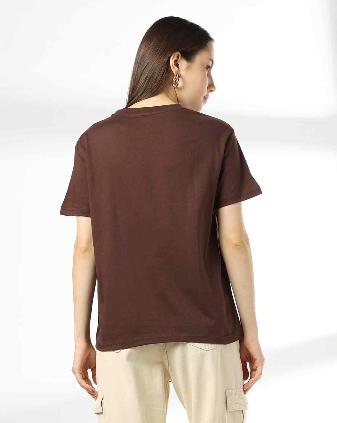 DNMX | Women Typographic Print Boxy Fit Crew-Neck T-Shirt|2