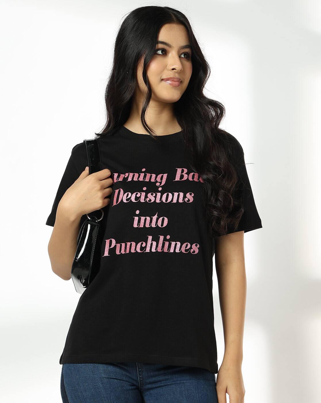 DNMX | Women Printed Loose Fit Crew-Neck T-Shirt|0