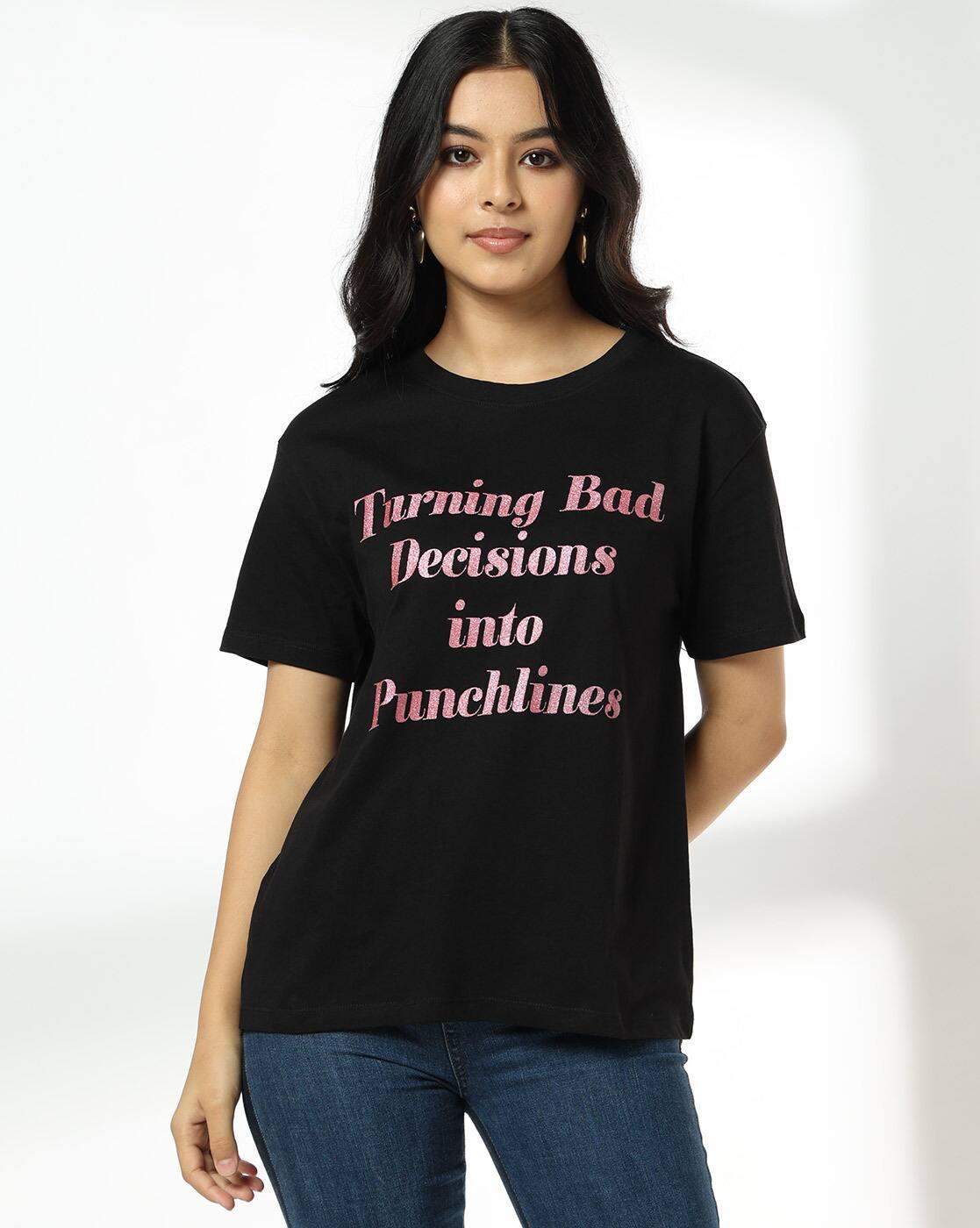 DNMX | Women Printed Loose Fit Crew-Neck T-Shirt|3
