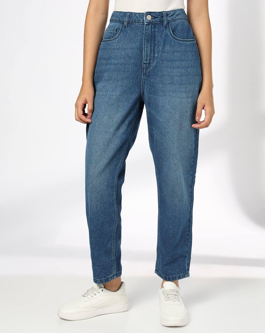 DNMX | Women Washed Mom Fit Jeans|0