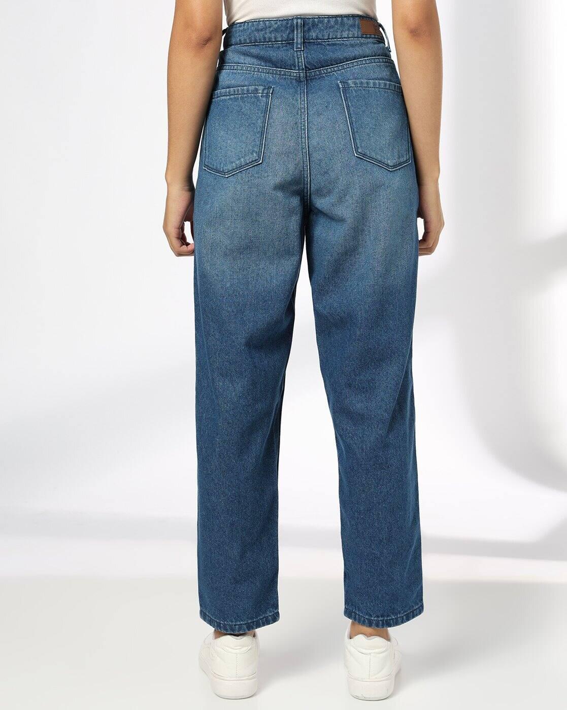 DNMX | Women Washed Mom Fit Jeans|1