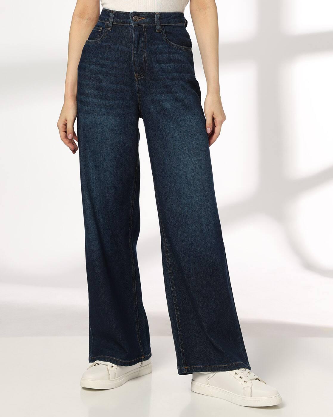 DNMX | Women Lightly Washed Wide Leg Jeans|0