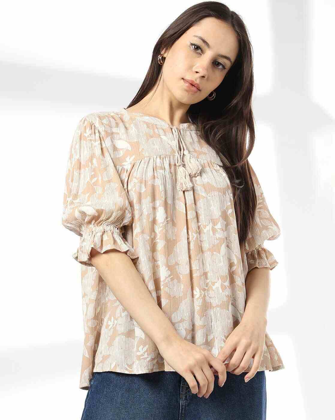 DNMX | Women Floral Print Relaxed Fit Top|0