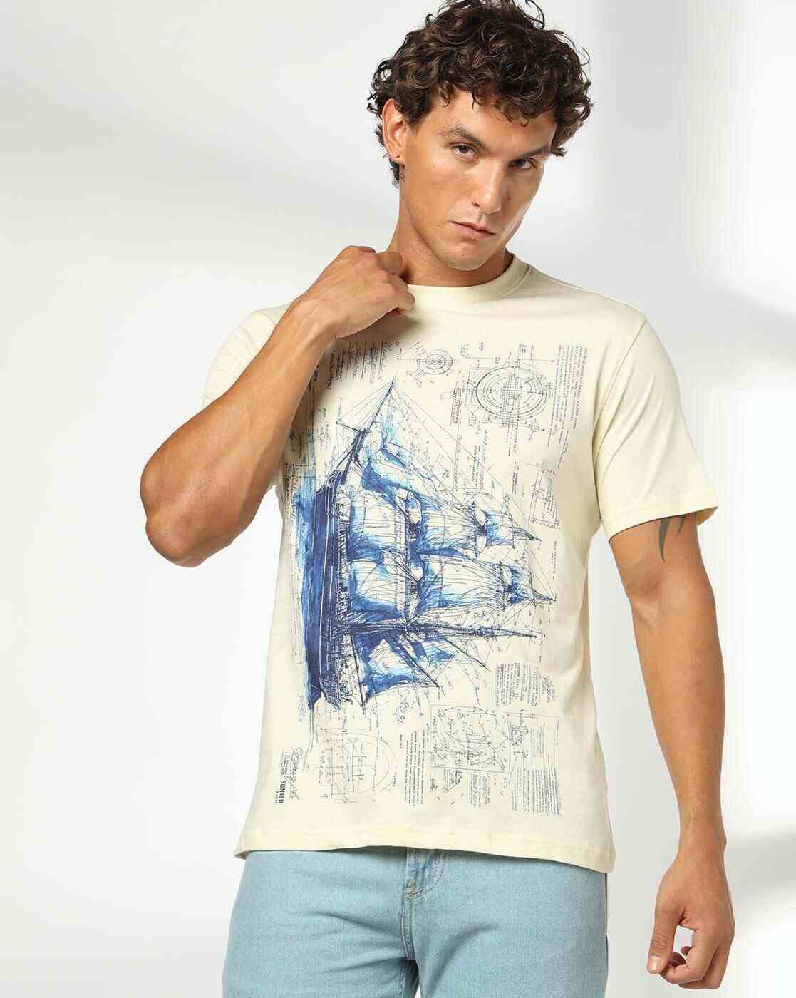 DNMX | Men Graphic Print Regular Fit Crew-Neck T-Shirt|0