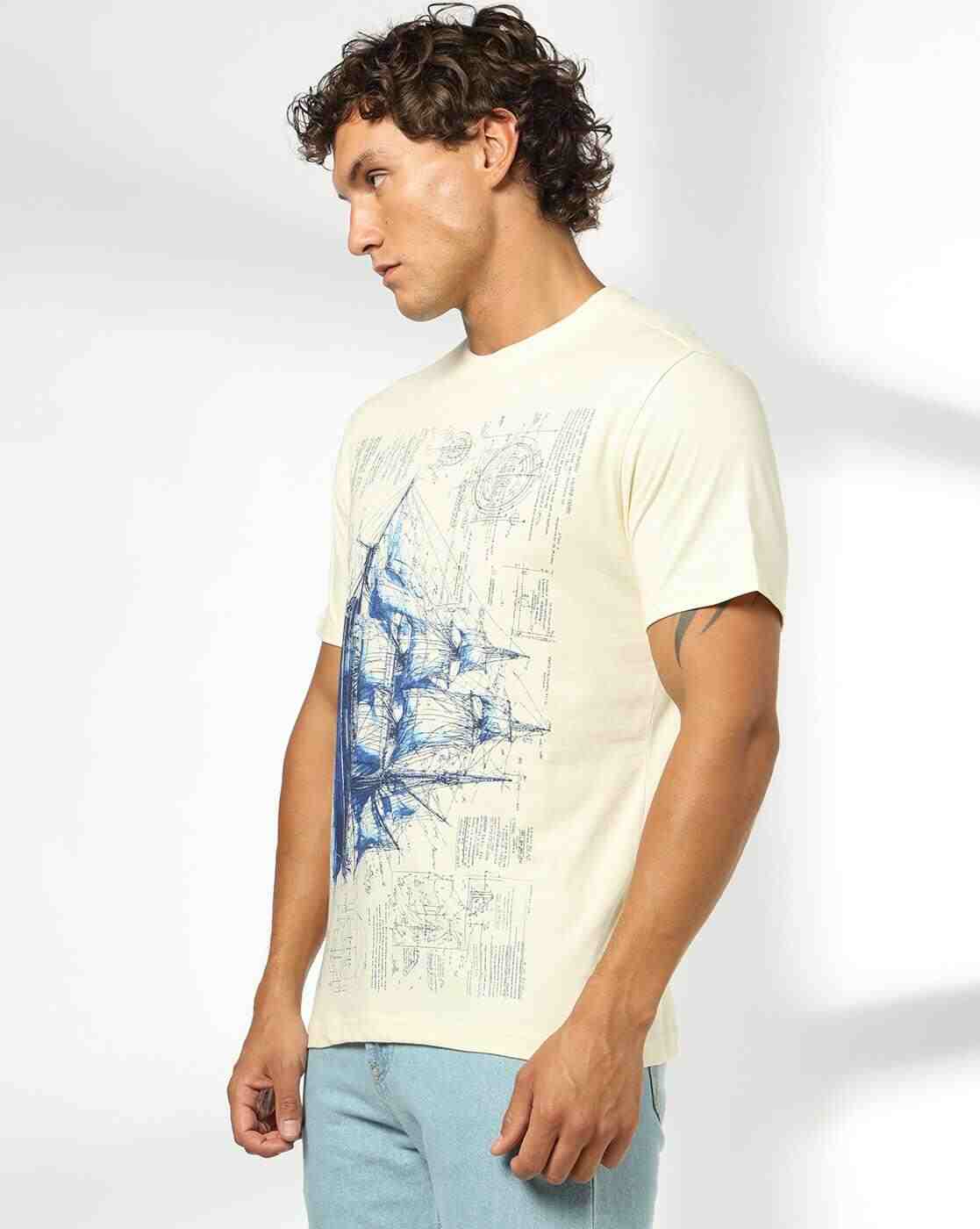 DNMX | Men Graphic Print Regular Fit Crew-Neck T-Shirt|1