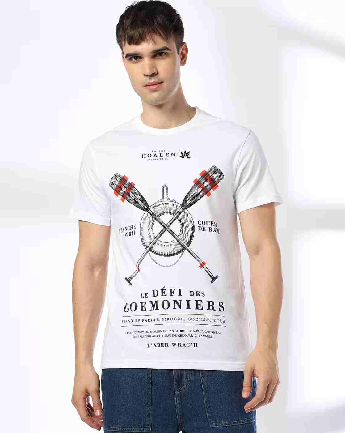 DNMX | Men Graphic Print Regular Fit Crew-Neck T-Shirt|0