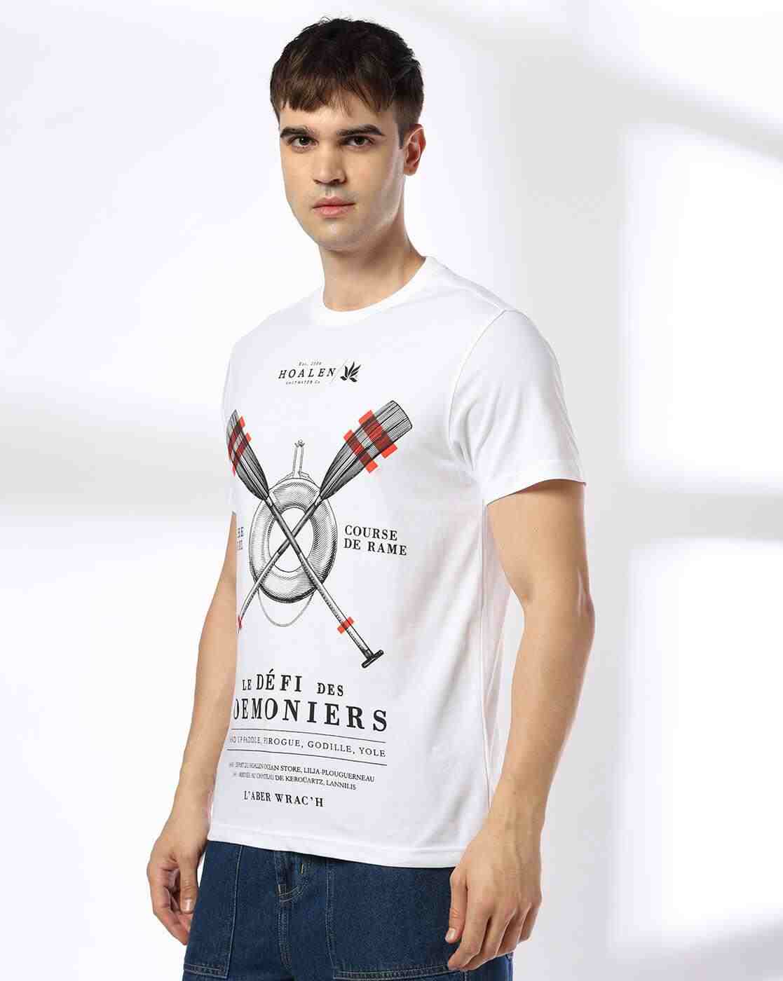 DNMX | Men Graphic Print Regular Fit Crew-Neck T-Shirt|1
