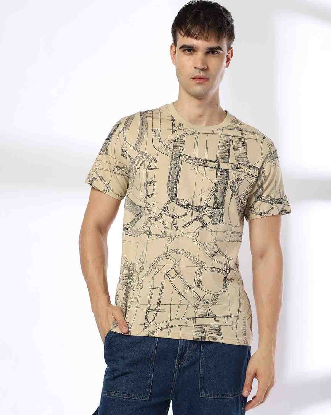 DNMX | Men All-Over Print Relaxed Fit Crew-Neck T-Shirt|0